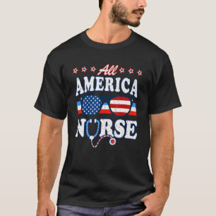 All America Nurse Stethoscope Medical Doctor Lpn 4 T-Shirt