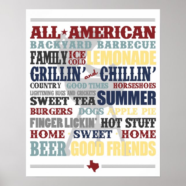 All American Backyard Barbecue Typography Poster (Front)