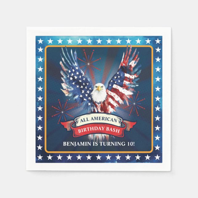 All American Birthday Party Napkin (Front)