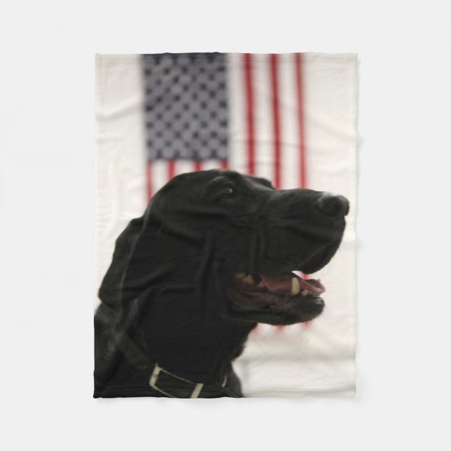 All-American Black Labrador Retriever Fleece Blanket (Front)
