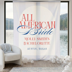 All American Blue Stripe Bachelorette Banner Tapestry