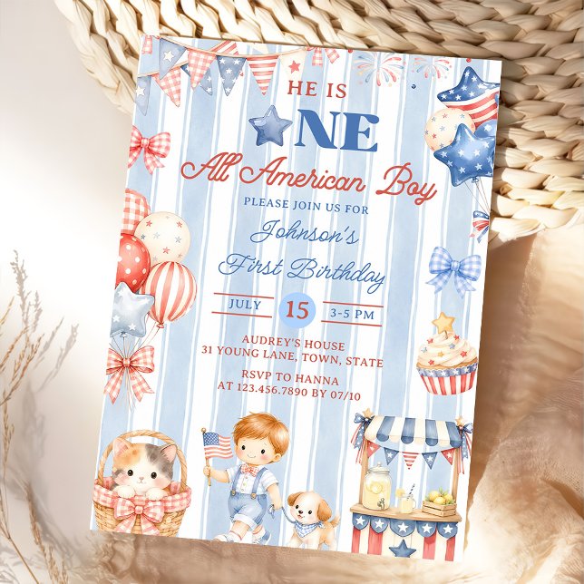 All American Boy 1st Birthday Invite (Creator Uploaded)
