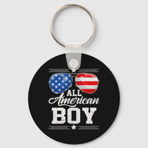 All American Boy 4th Of July Usa Sungles Family Ma Keychain