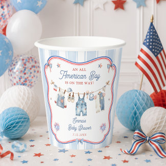 All American Boy Baby Shower Paper Cups