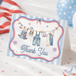 All American Boy Baby Shower Thank You Card