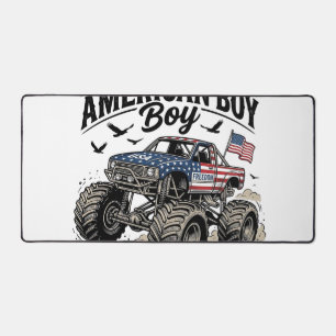 All American Boy Patriotic Monster Truck T-Shirt_1 Desk Mat