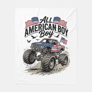 All American Boy Patriotic Monster Truck T-Shirt_1 Fleece Blanket