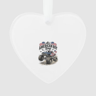 All American Boy Patriotic Monster Truck T-Shirt_1 Ornament