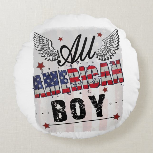 All American Boy Round Pillow (Front)