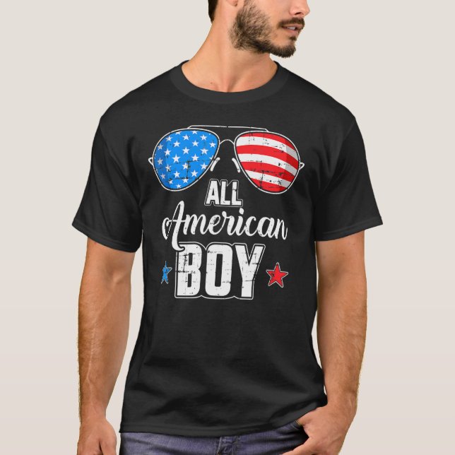 All American Boy Us Flag Sunglasses For Matching 4 T-Shirt (Front)