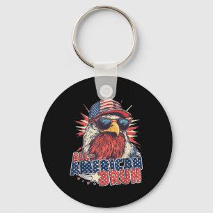 All American Bruh 4th Of July Boys Kids Patriotic Keychain