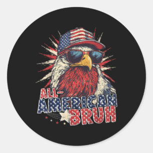 All American Bruh Eagle 4th Of July Boys Patriotic Classic Round Sticker