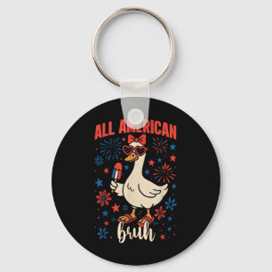 All American Bruh Funny Goose 4th Of July Patrioti Keychain