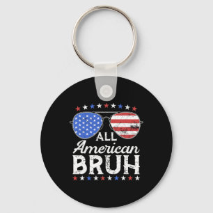 All American Bruh Funny Kids Teen Boys Patriotic 4 Keychain