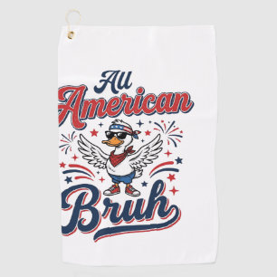 All American Bruh Patriotic Duck Vintage Shirt_1 Golf Towel