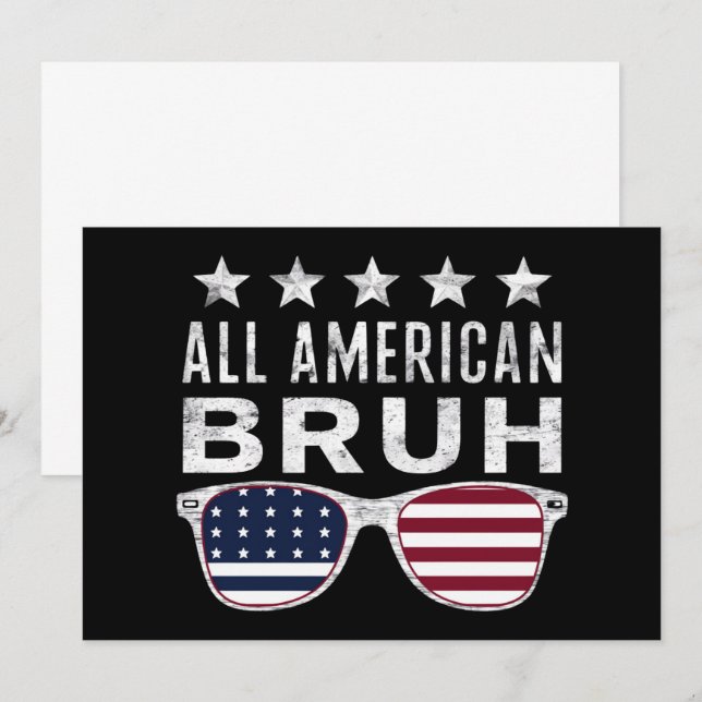 All American Bruh Sunglasses Funny 4th of July  Invitation (Front/Back)