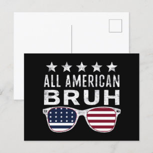 All American Bruh Sunglasses Funny 4th of July  Postcard