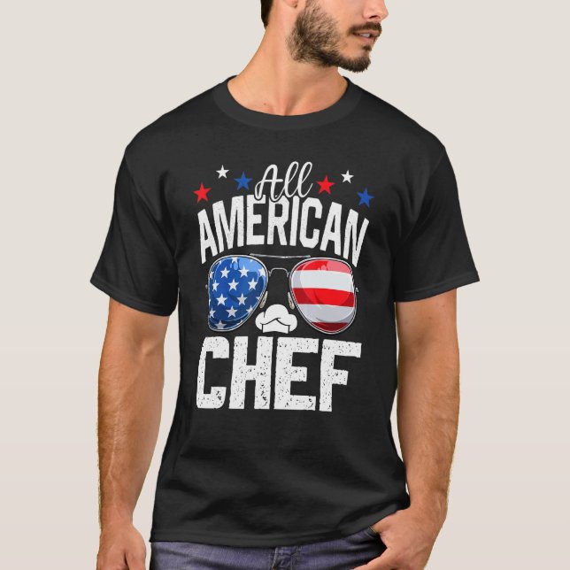 All American Chef 4th Of July American Flag T-Shirt (Front)