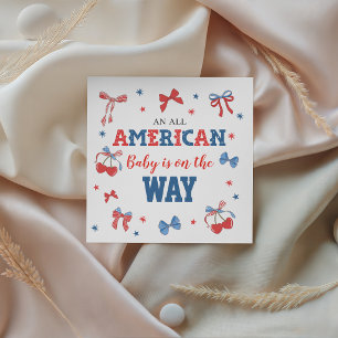 All American Cherry Bows Baby Shower Napkins