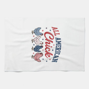 All American Chick Patriotic Chicken Shirt Design_ Kitchen Towel