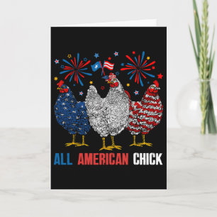 All American Chick Retro 4th Of July Patriotic Usa Card