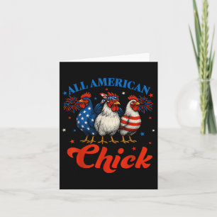 All American Chick Usa Chicken Retro 4th Of July P Card