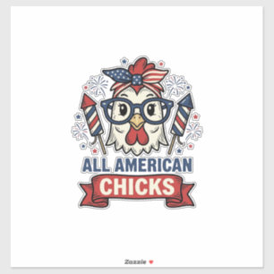 All American Chicks Patriotic Chicken Vector Desig