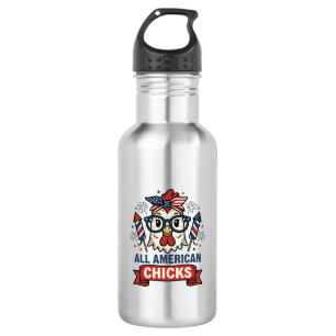 All American Chicks Patriotic Chicken Vector Desig 532 Ml Water Bottle