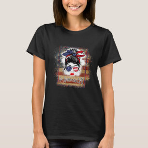 All American Cma Nurse Messy Bun 4th Of July Red W T-Shirt