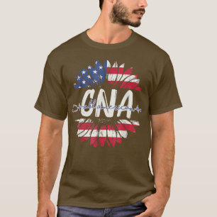 All American CNA Life American Flag Sunflower 4th  T-Shirt