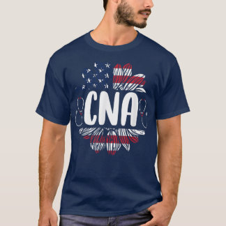 All American CNA Life American Flag Sunflower 4th  T-Shirt