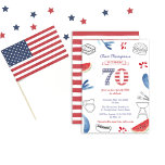 All-American Cookout Grill 70th Birthday Party Invitation<br><div class="desc">A Red White And Blue 70th Birthday invitation design for a patriotic family and friends outdoors cookout or picnic party</div>