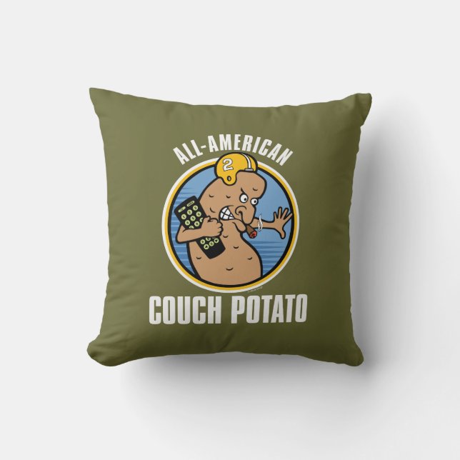 All-American Couch Potato Throw Pillow (Front)