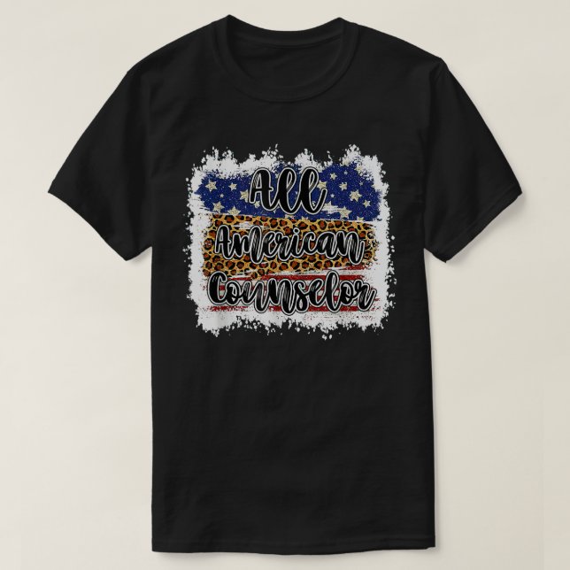 All American Counselor Leopard Matching School T-S T-Shirt (Design Front)