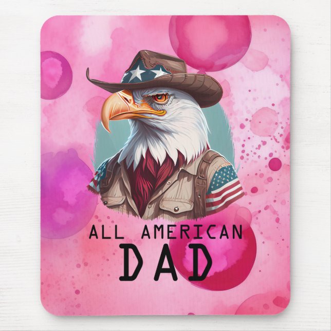 All American Dad 4th of July Bald Eagle USA Flag Mouse Pad (Front)