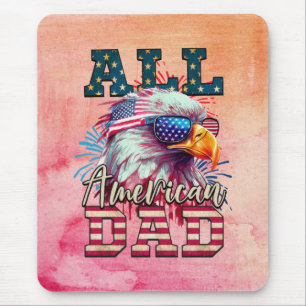 All American Dad 4th of July Bald Eagle USA Flag Mouse Pad