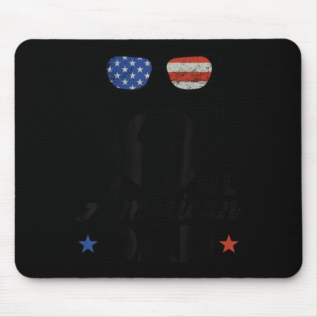 All American Dad 4th Of July Bearded Dad Beard Fat Mouse Pad (Front)