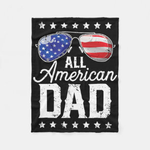 All American Dad 4th Of July Father's Day Sungles  Fleece Blanket