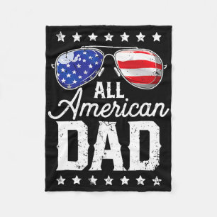 All American Dad 4th Of July Father's Day Sungles  Fleece Blanket