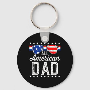 All American Dad 4th Of July Father's Day Sungles Keychain