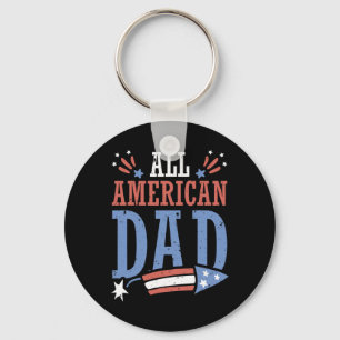 All American Dad 4th Of July Firecracker Independe Keychain