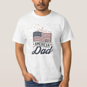 All American Dad - American Flag & Glittery Stars T-Shirt