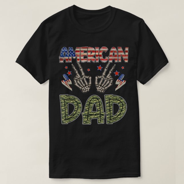 All American Dad Skeleton 4th Of July Patriotic US T-Shirt (Design Front)