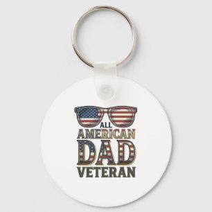 All American Dad Veteran Patriotic Sunglasses Shir Keychain