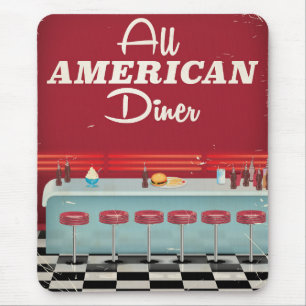 All American Diner Retro Poster Mouse Pad