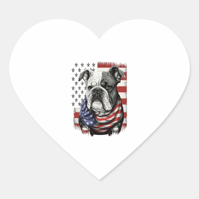 ALL AMERICAN DOG-lovers english bulldog  Heart Sticker (Front)