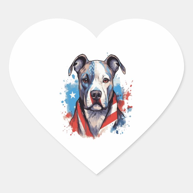 ALL AMERICAN DOG-lovers pit bull 2 Heart Sticker (Front)