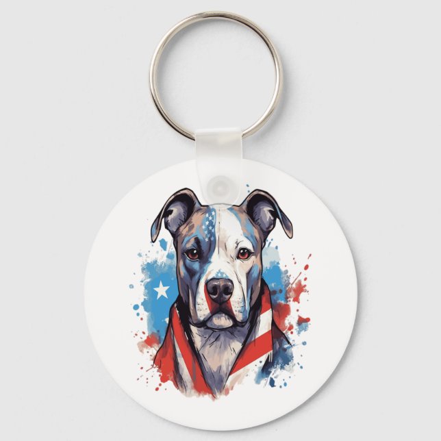 ALL AMERICAN DOG-lovers pit bull 2 Keychain (Front)