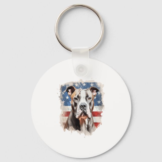 ALL AMERICAN DOG-lovers pit bull  Keychain (Front)