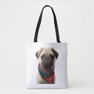 ALL AMERICAN DOG-lovers Pug  Tote Bag